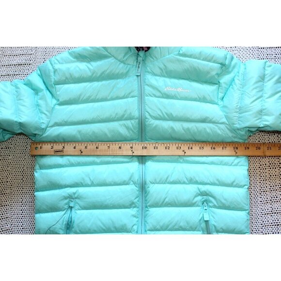Eddie Bauer Girls Reversible Hooded Duck Down Puffer Jacket size L /14-16 Zipper - Picture 2 of 7